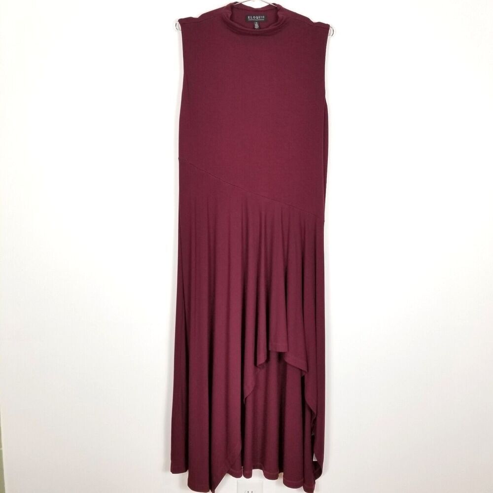 Eloquii Women Asymmetrical Maxi dress Sz 20‎ Mock Neck Sleeveless Event Stretch